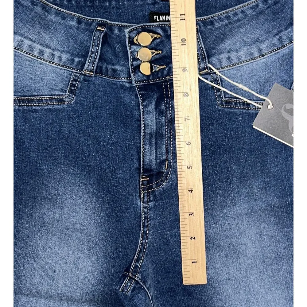 NWT Flamingals Three Button High-Rise Stretch Capri Jeans Women's Small 24X15